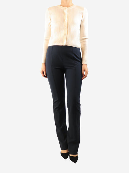 Navy high-waisted tapered trousers - size UK 12 alternate image
