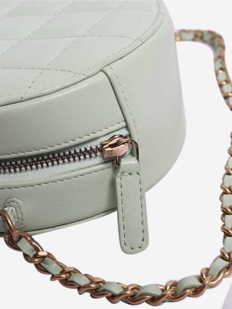 Light green 2021 quilted leather round vanity cross-body bag Cross-body bags Chanel 