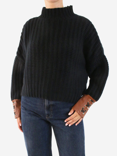 Black high-neck sleeve detail jumper - size M Knitwear Skiim 