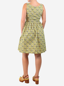Prada Yellow sleeveless printed mini dress - size UK 8