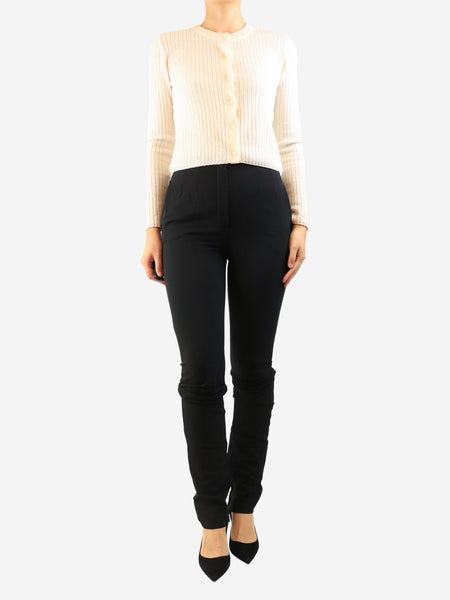 Black high-waisted tapered trousers - size UK 12 alternate image