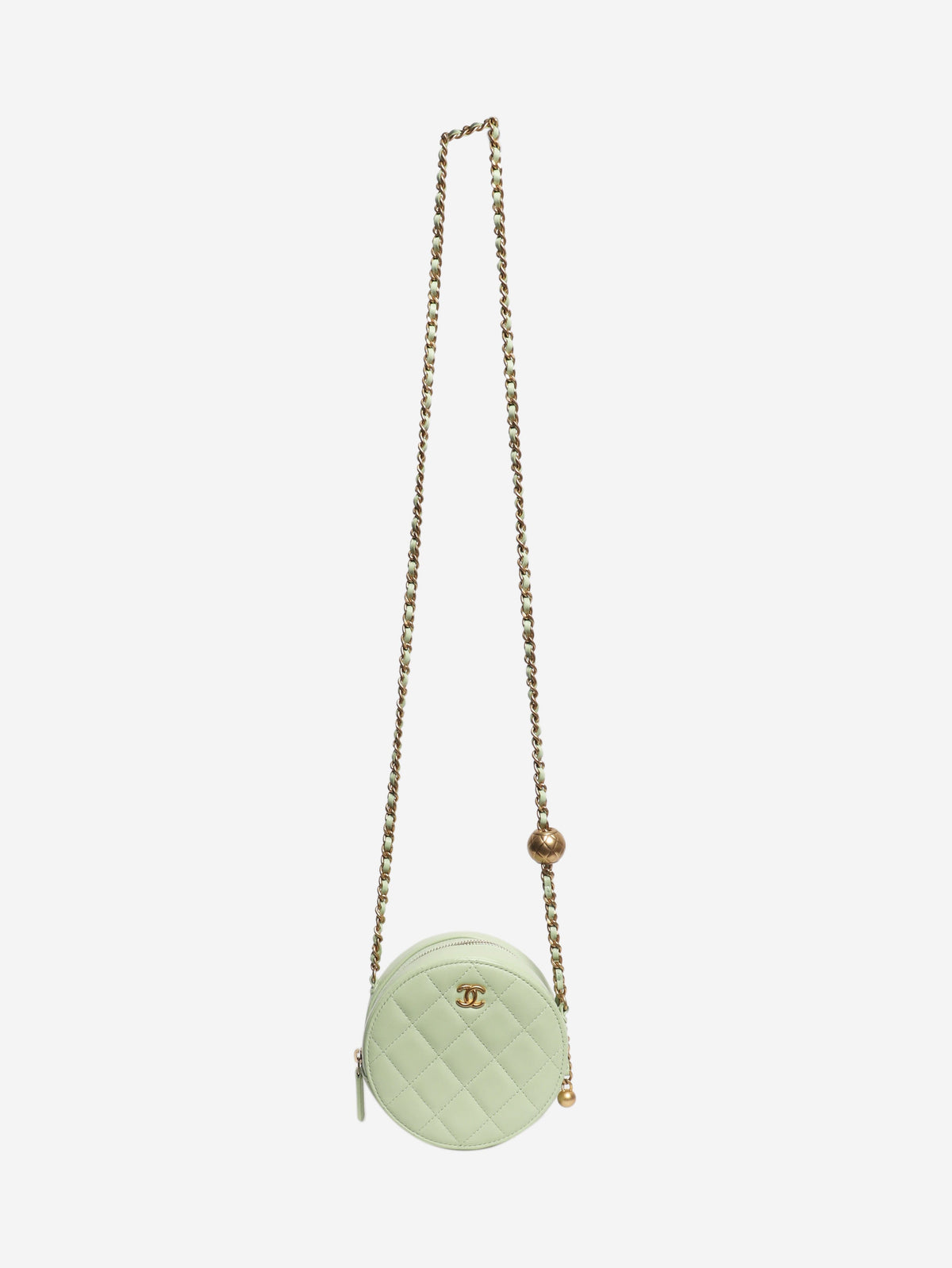 Light green 2021 quilted leather round vanity cross-body bag Cross-body bags Chanel 