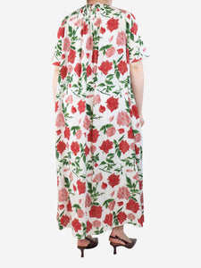 Emilia Wickstead Pink and white rose print maxi dress - size UK 12