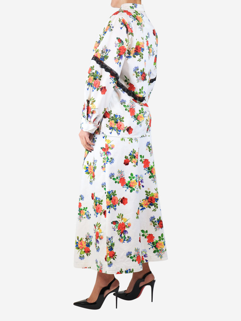White floral shirt and skirt set - size S Sets Kika Vargas 