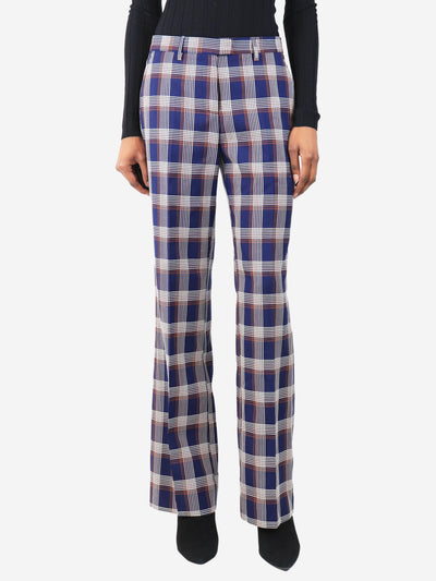 Navy wool plaid trousers - size UK 6 Trousers Etro 