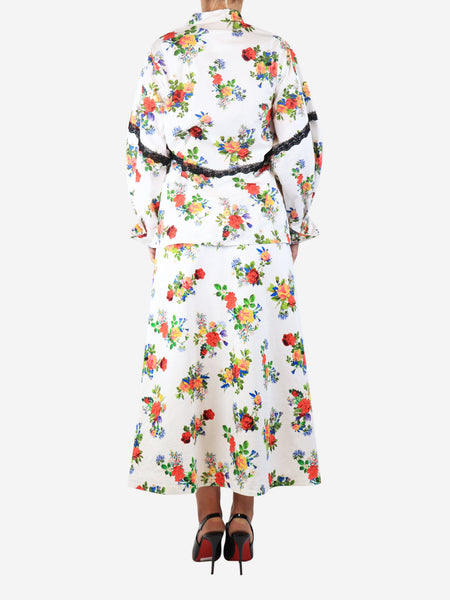 White floral shirt and skirt set - size S alternate image