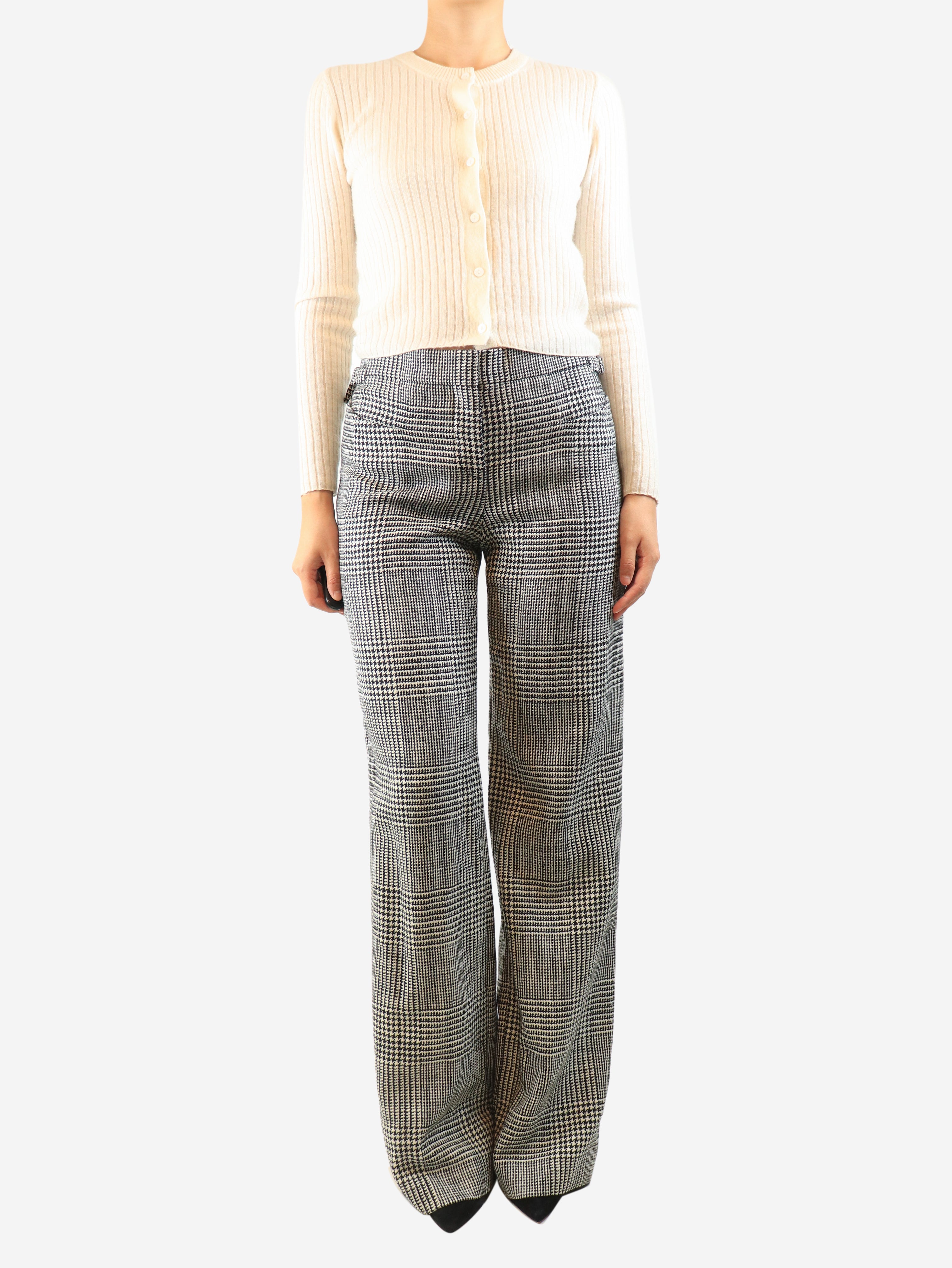 Black and white houndstooth trousers - size UK 12