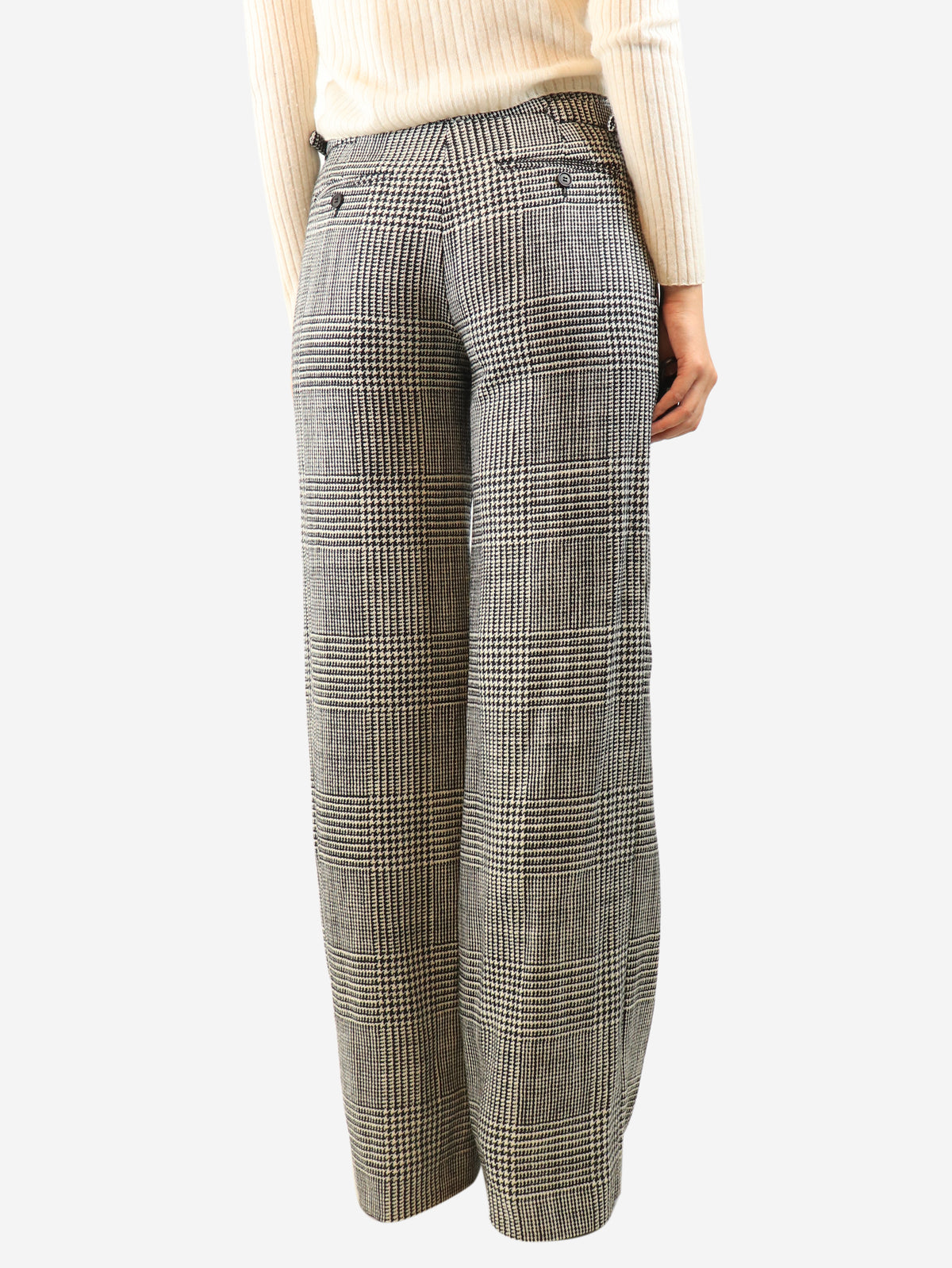 Black and white houndstooth trousers - size UK 12