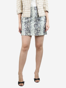 Acne Studios Pale green snake-print mini skirt - size UK 8