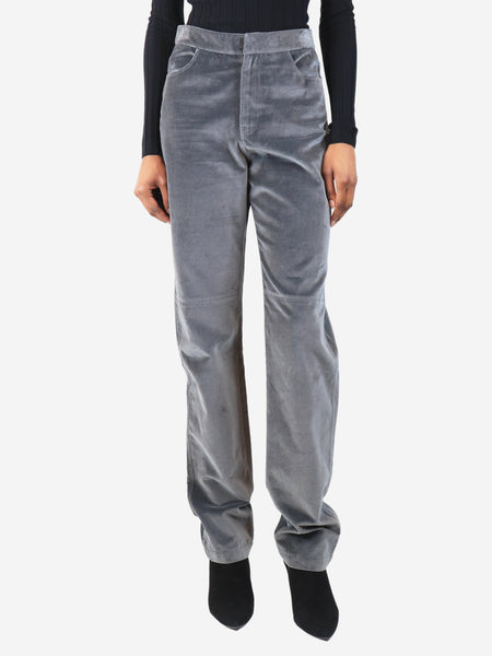 Grey velvet trousers - size S product image