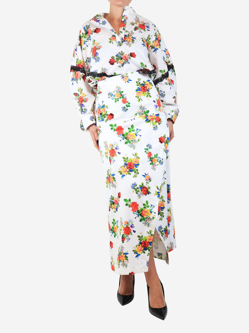 White floral shirt and skirt set - size S Sets Kika Vargas 