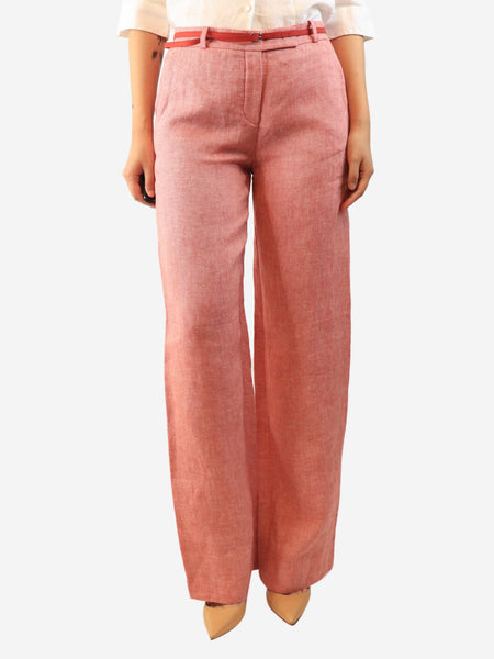 Red and white linen trousers - size UK 10 product image