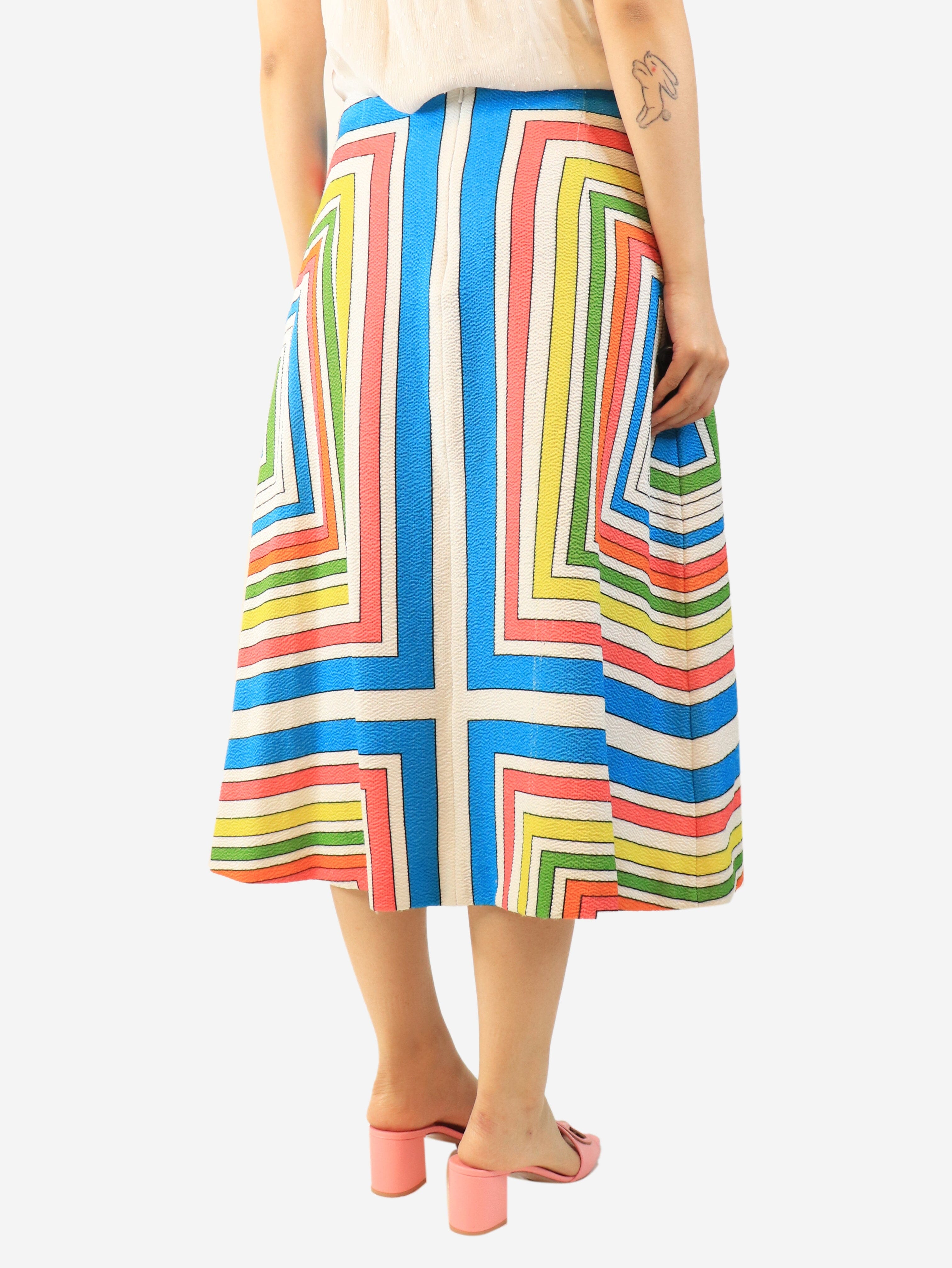 White cloque striped A-line midi skirt - size UK 14 Skirts Emilia Wickstead 