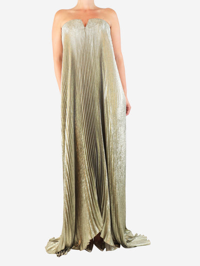 Gold pleated strapless dress - size M Dresses L'IDEE 