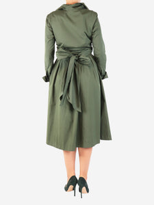Carolina Herrera Khaki tie-waist midi dress - size UK 12