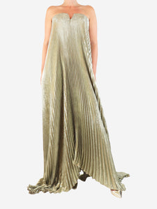 L'IDEE Gold pleated strapless dress - size M