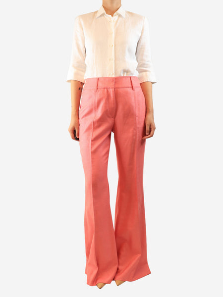 Pink silk and wool-blend trousers - size UK 12 alternate image