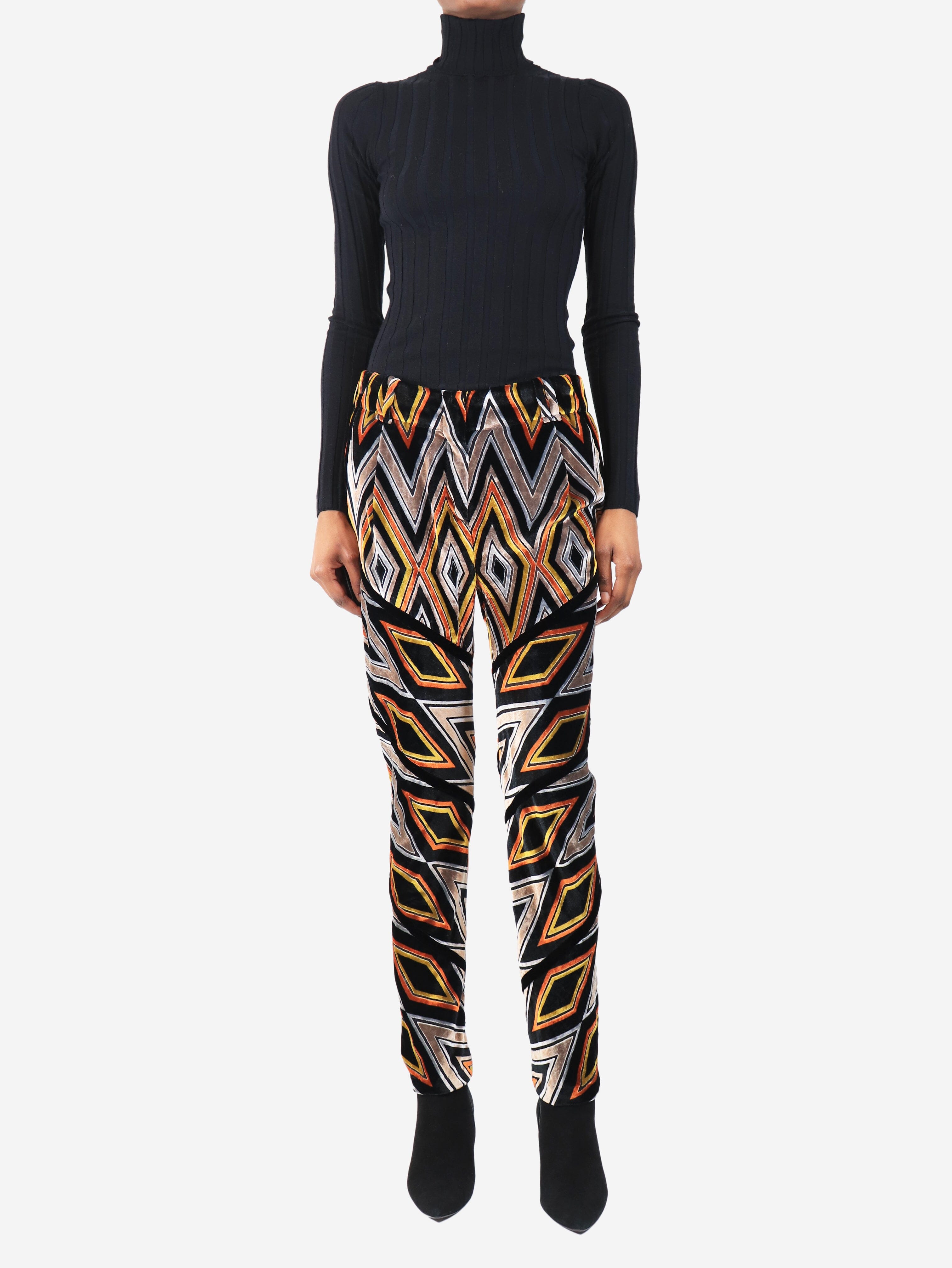 Multicolour geometric velvour trousers - size UK 8 Trousers Proenza Schouler 