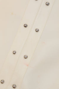 Hermes Cream silk studded slip dress - size UK 10