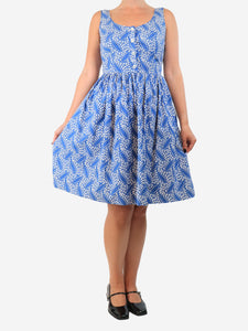 Prada Blue and white sleeveless floral printed mini dress - size UK 8
