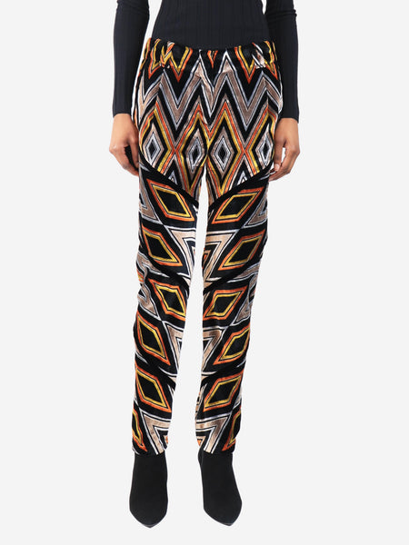 Multicolour geometric velvour trousers - size UK 8 product image