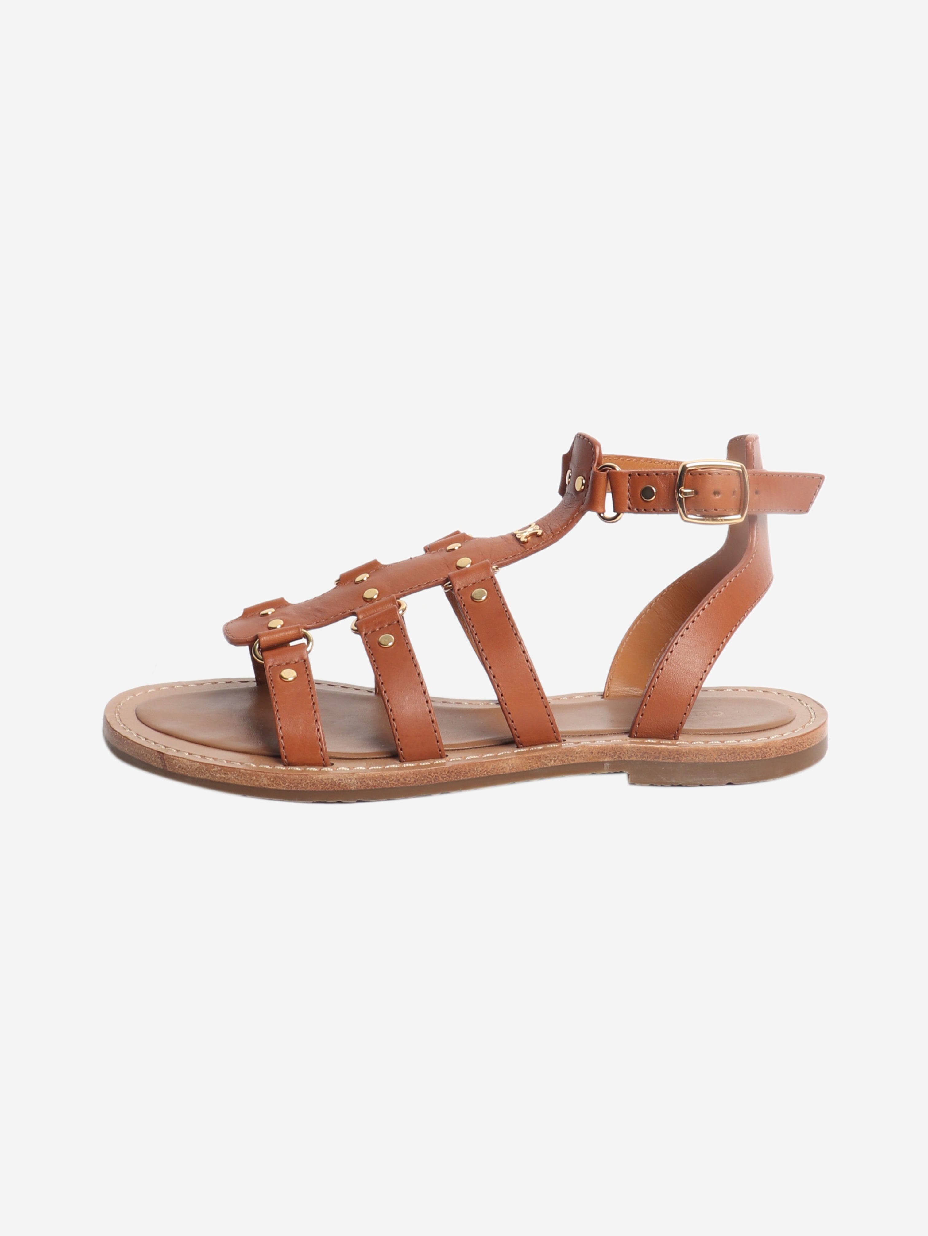 Brown Gladiator sandals - size EU 37.5 Flat Shoes Celine 