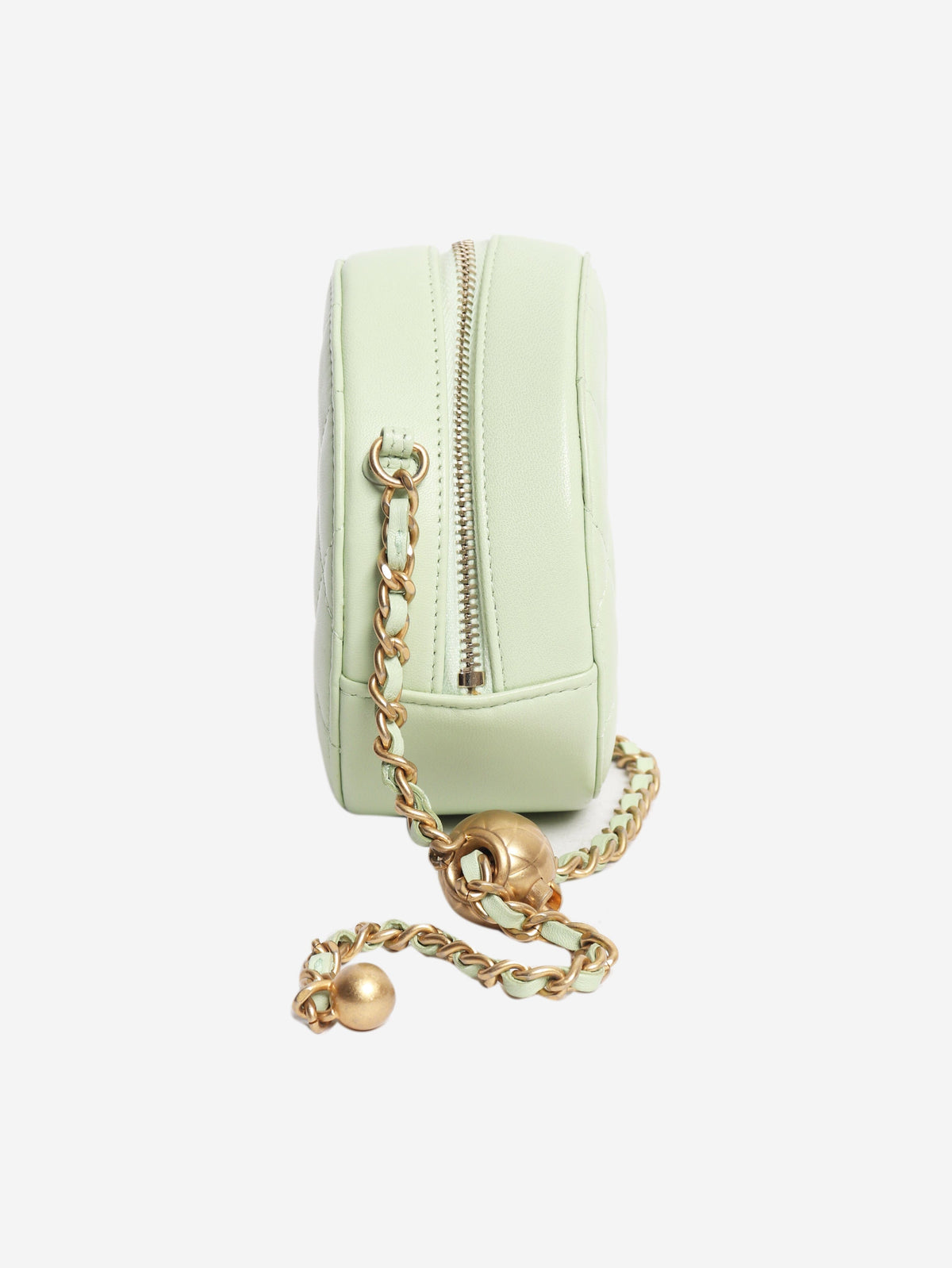Light green 2021 quilted leather round vanity cross-body bag Cross-body bags Chanel 