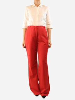 Red buckle detail trousers - size UK 12