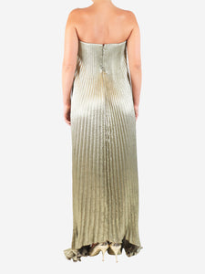 L'IDEE Gold pleated strapless dress - size M