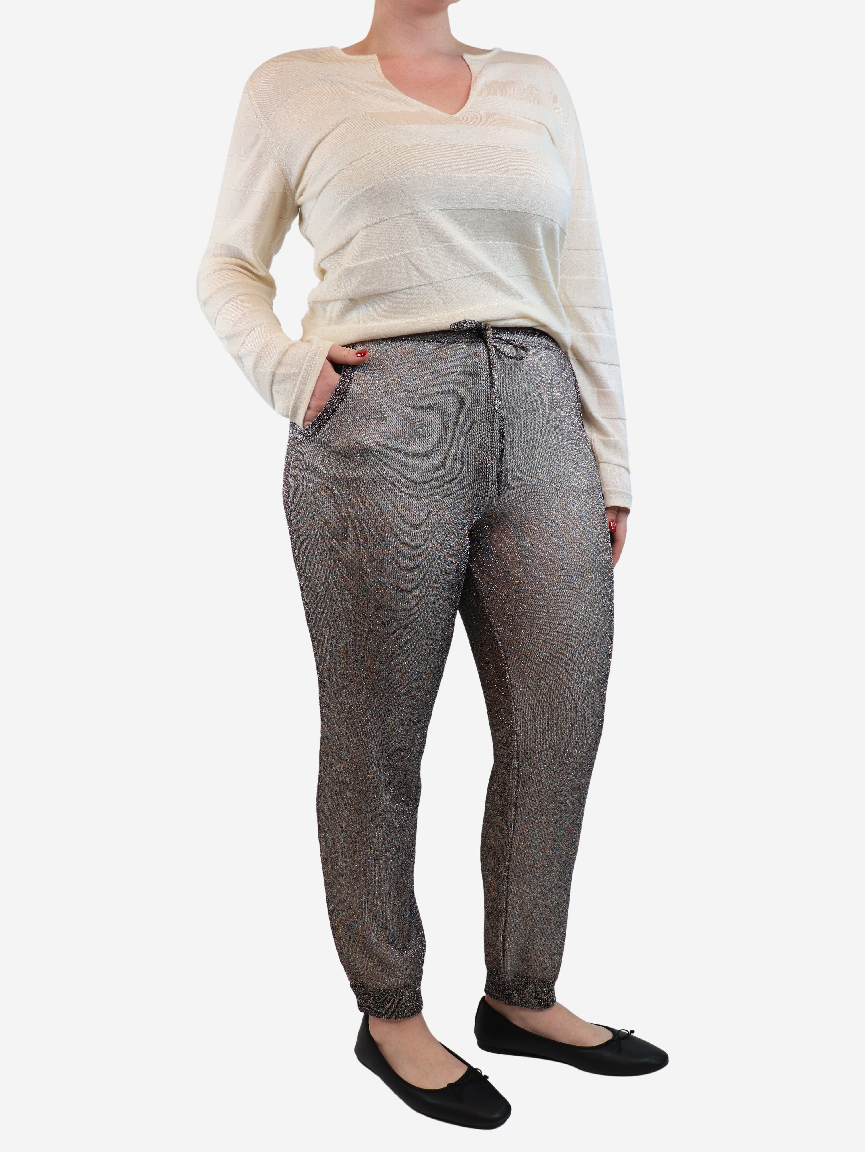 Taupe cuffed lurex trousers - size UK 12 Trousers Missoni 