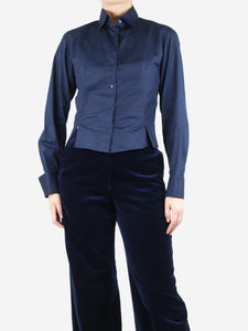 Alaia Blue cropped cotton shirt - size UK 8