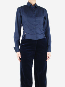 Alaia Blue cropped cotton shirt - size UK 8