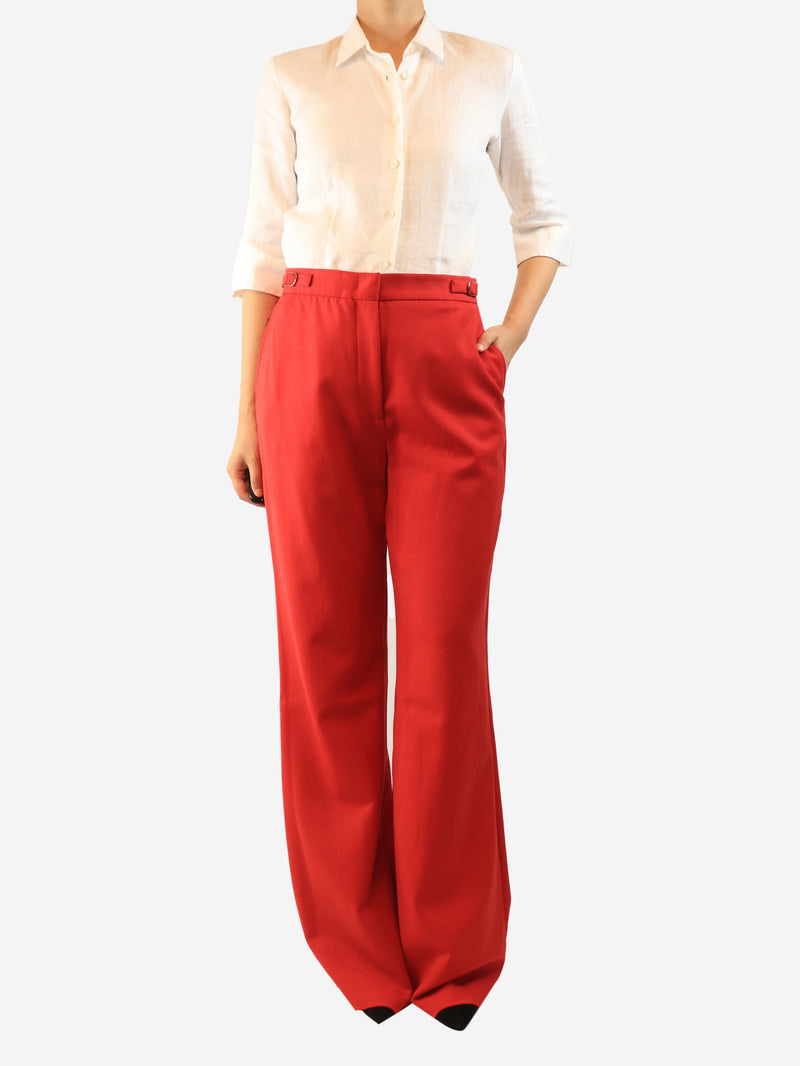 Red buckle detail trousers - size UK 12