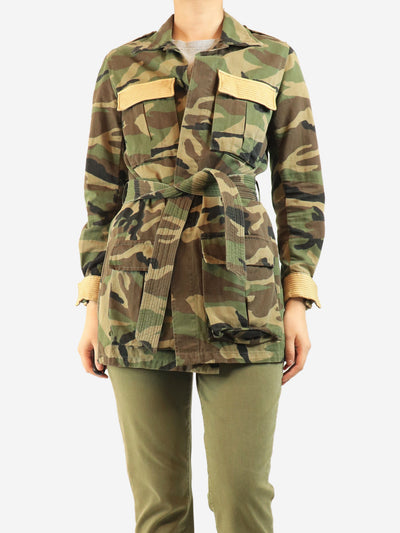 Green camo belted army jacket - size UK 12 Coats & Jackets Saint Laurent 