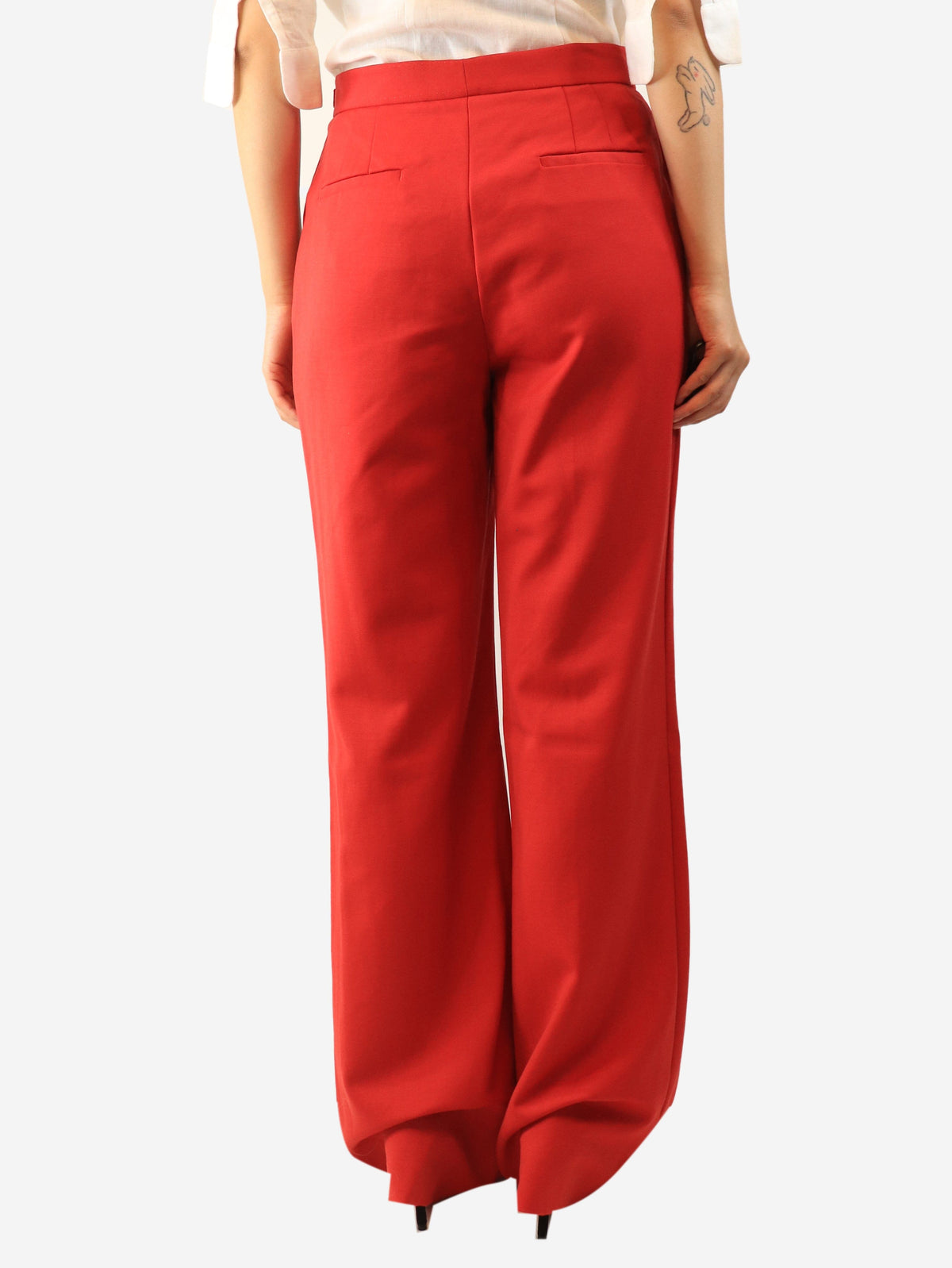 Red buckle detail trousers - size UK 12