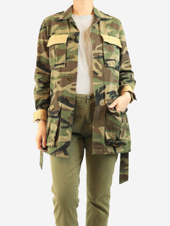 Green camo belted army jacket - size UK 12 Coats & Jackets Saint Laurent 