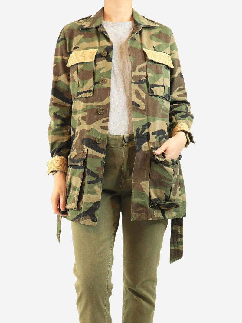 Green camo belted army jacket - size UK 12 Coats & Jackets Saint Laurent 