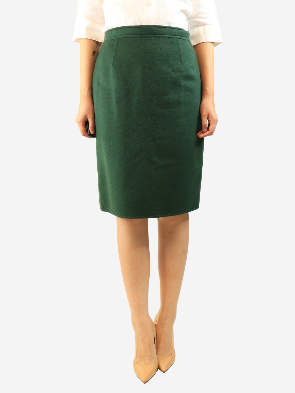 Dark green wool midi skirt - size UK 12 Skirts Oscar De La Renta 