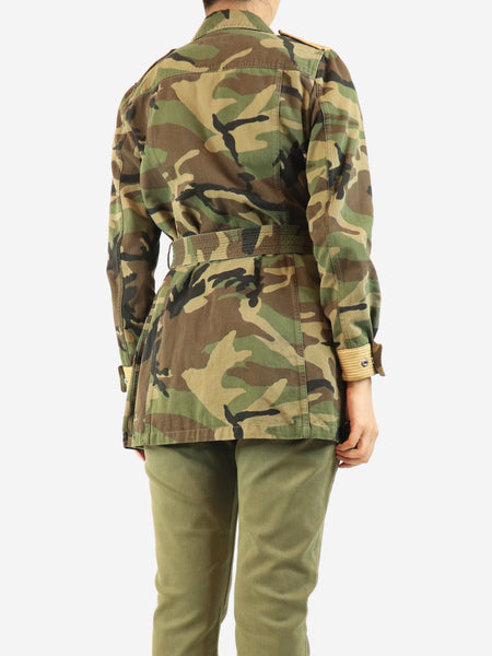 Green camo belted army jacket - size UK 12 alternate image