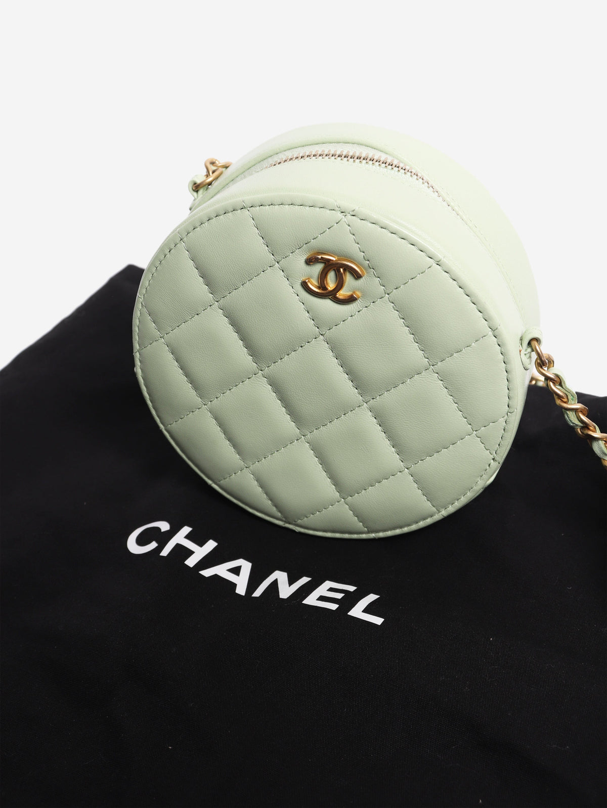 Light green 2021 quilted leather round vanity cross-body bag Cross-body bags Chanel 