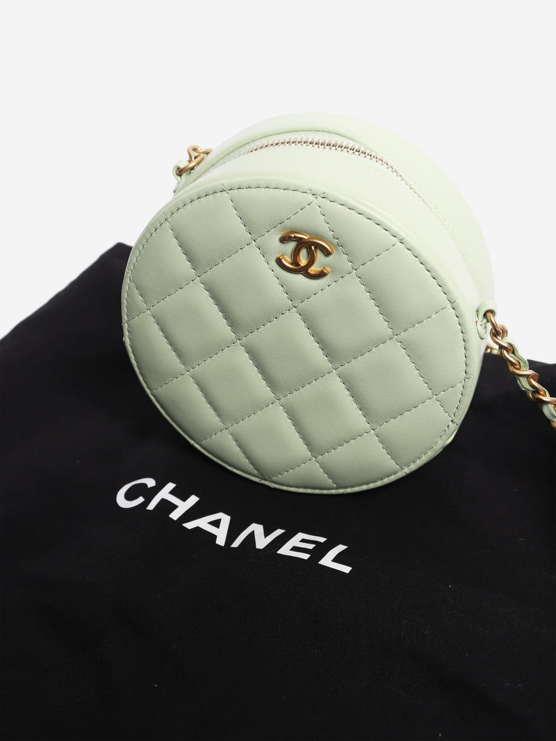 Light green 2021 quilted leather round vanity cross-body bag Cross-body bags Chanel 