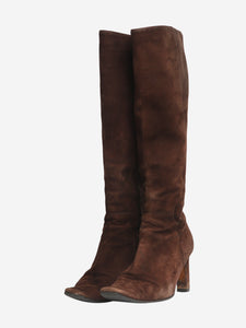 Chanel Brown suede knee-high boots - size EU 36