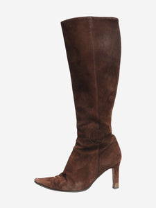 Chanel Brown suede knee-high boots - size EU 36