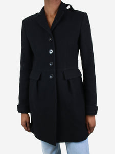 Burberry Black button-up wool coat - size UK 6