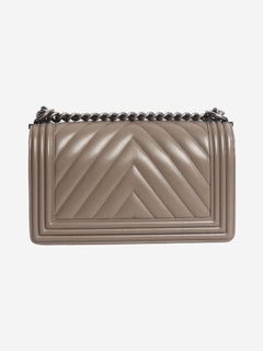 Grey 2014 medium chevron-quilted leather Boy bag Shoulder bags Chanel 