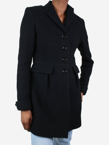 Burberry Black button-up wool coat - size UK 6