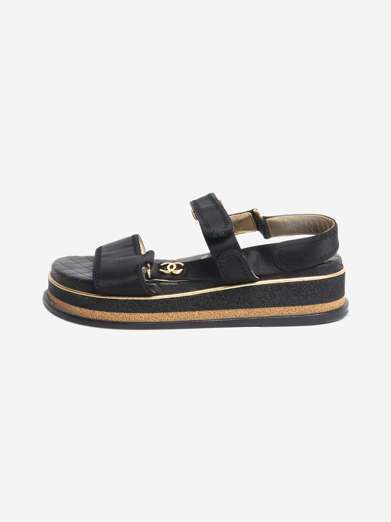Chanel Black platform sandals - size EU 38 Flat Shoes Chanel 