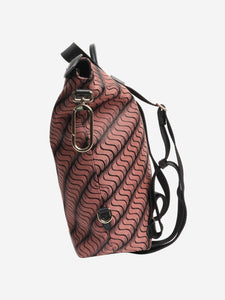 Smythson Pink and black canvas rucksack