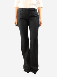Black lurex pinstripe trousers - size UK 12 Trousers Alexander McQueen 