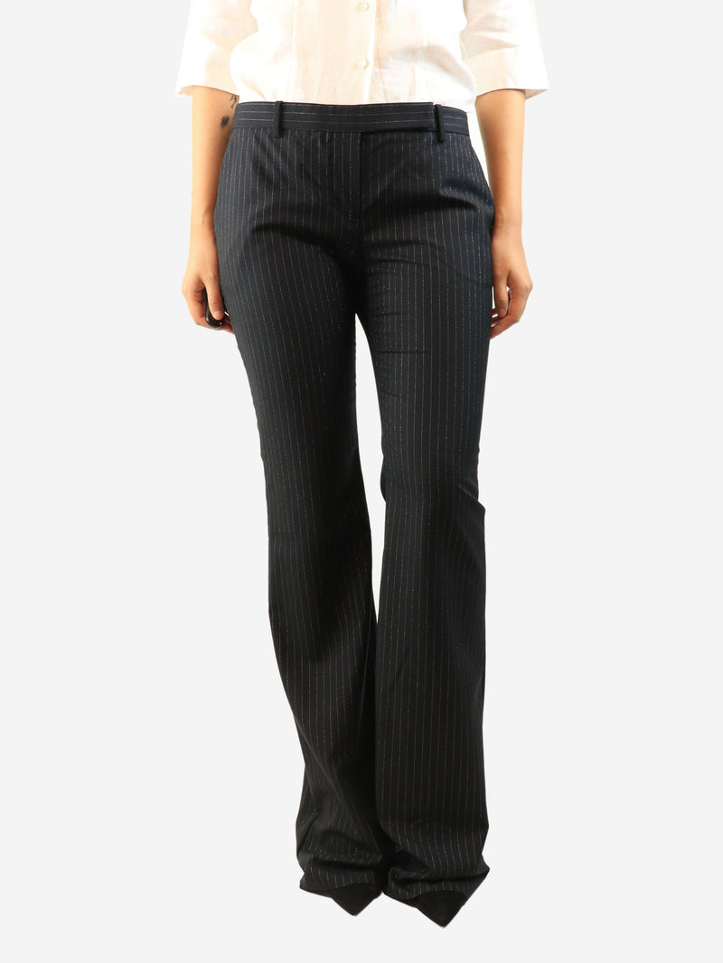 Black lurex pinstripe trousers - size UK 12 Trousers Alexander McQueen 